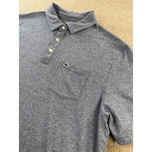 Vineyard Vines Edgartown Polo Shirt Mens Large Blue Striped Pima Cotton Golf‎